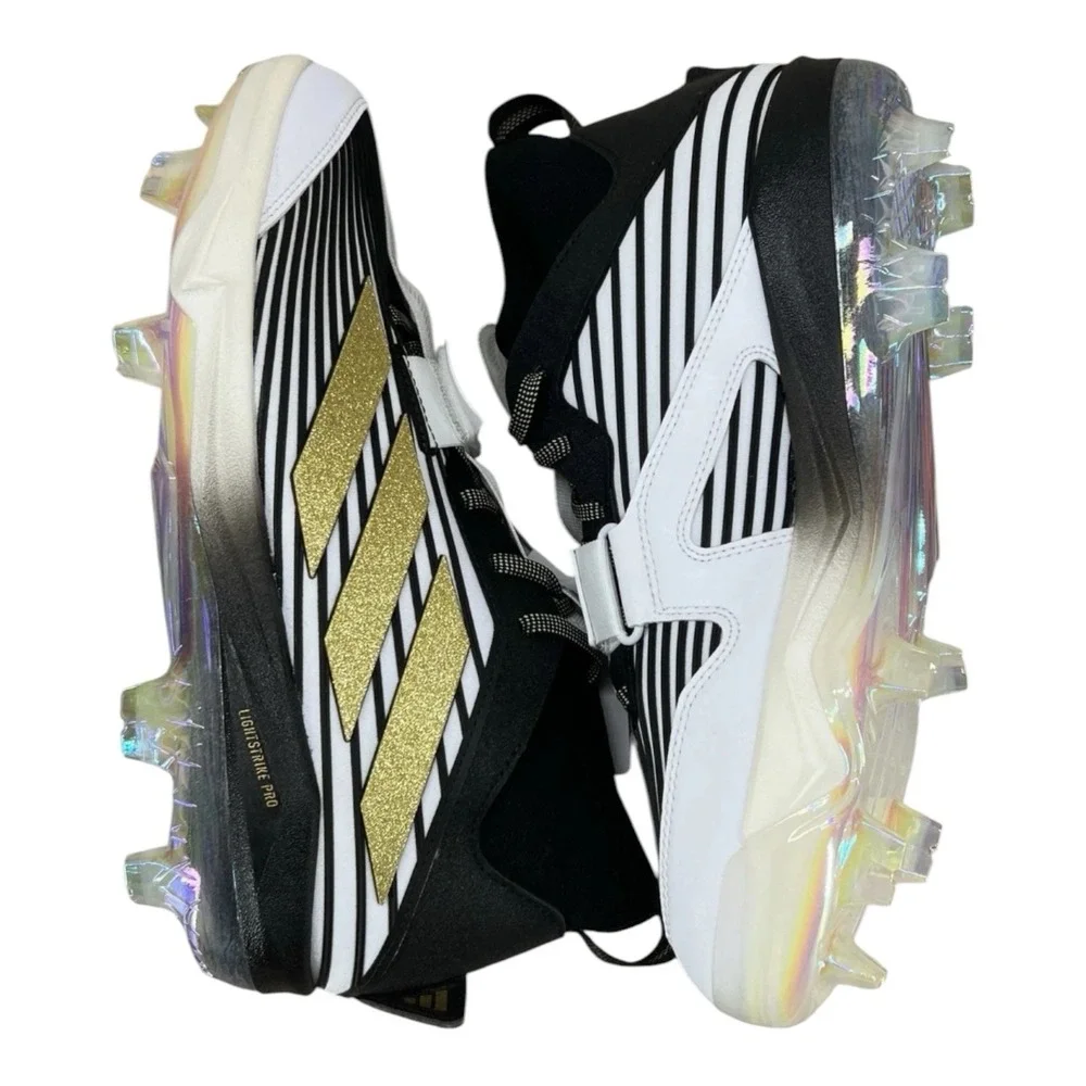 Size 13 - adidas Adizero Edge + TPU Black Gold Baseball Cleats JQ7464 Men's